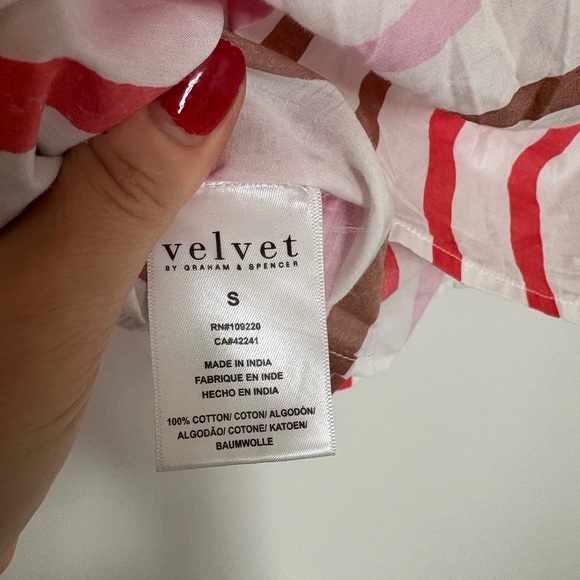 Velvet by Graham and Spencer small striped cotton top shirt - Picture 3 of 3